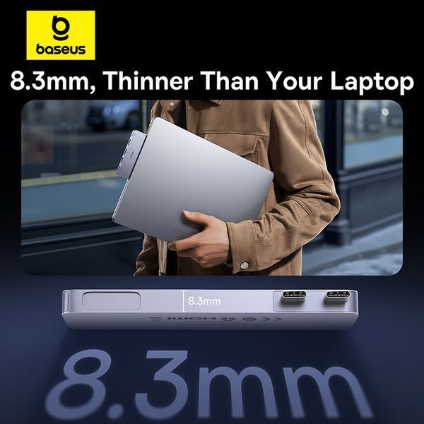 USB-хаб Baseus UltraJoy Series 5-Port HUB Space Grey (USB-C*2 to USB-C 40Gbps*1+HDMI 4K@30Hz*1+USB3.0*3） B00052801811-04 фото