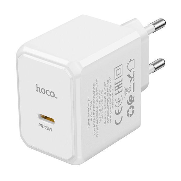 Мережевий зарядний пристрій HOCO CS13A Ocean single port PD20W charger White 656-01364 фото