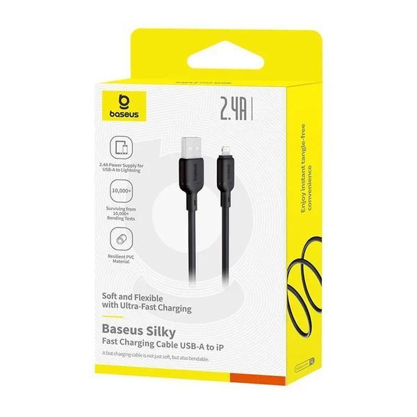 Дата кабель Baseus Silky Series OS Fast Charging USB to Lightning 2.4A (2m) (P1037770) Cluster Black ILSO-00000076495-1 фото