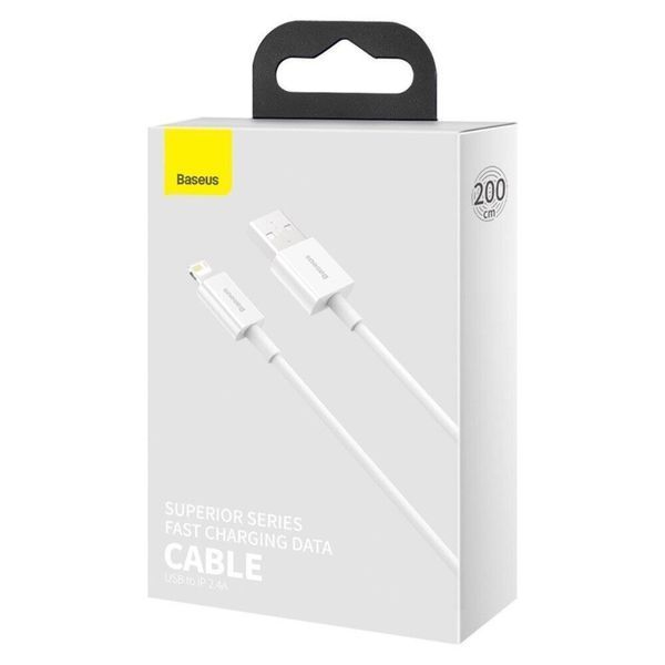 Кабель Baseus Superior Series Fast Charging Data Cable USB to iP 2.4A 2m White CALYS-C02 фото