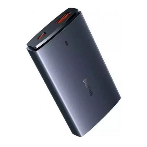 Сетевое зарядное устройство з кабелем Baseus GaN5 Pro Ultra-Slim Fast Charger C+U 65W Gray((With Mini White Cable C to C CCGP150113 фото