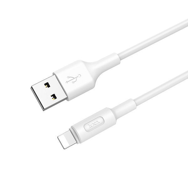 Кабель HOCO X25 USB to iP 2A, 1m, PVC, PVC connectors, White 6957531080114 фото