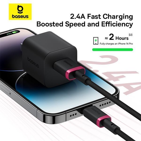 Кабель Baseus Dura Series Fast Charging Cable USB to iP 2.4A 1m Red+Black P10377801U01-01 фото