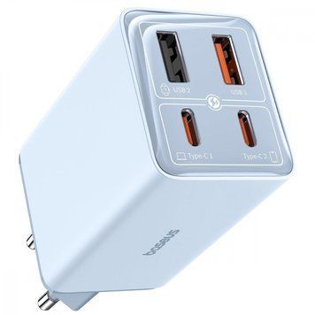 СЗУ Baseus GaN6 Pro Fast Charger 65W (2 Type-C + 2 USB) Blue P10162701313-00 фото