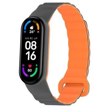 Ремешок Dual-color Magnetic для Xiaomi Mi Band 7/6/5/4/3 Gray / Orange 212-01642 фото