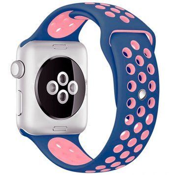 Силиконовый ремешок с перфорацией для Apple Watch 38/40/41 mm Сине-розовый 212-00143 фото