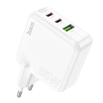 Мережевий зарядний пристрій HOCO C115A Header PD65W GaN three-port(2C1A) charger White 6931474798312 фото