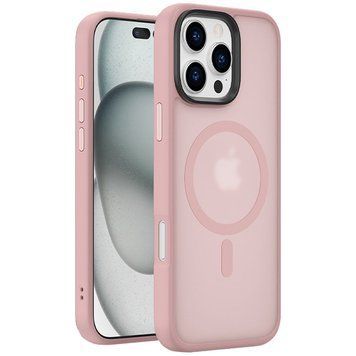 Чехол TPU+PC Metal Buttons with MagSafe Colorful для Apple iPhone 16 Pro (6.3") Pink 555-03028 фото