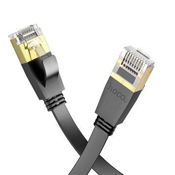 Мережевий кабель HOCO US07 General pure copper flat network cable(L=20M) Black 6931474780720 фото