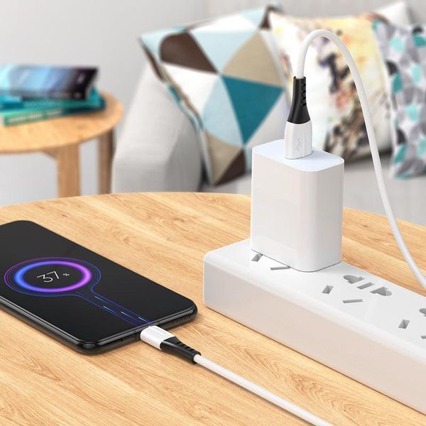 Кабель HOCO X82 USB to Micro 2.4A, 1m, silicone, silicone connectors, White 6931474768568 фото