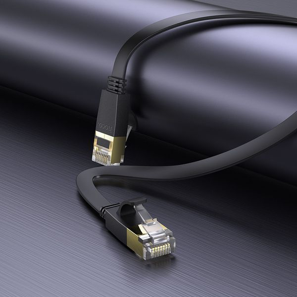 Мережевий кабель HOCO US07 General pure copper flat network cable(L=20M) Black 6931474780720 фото