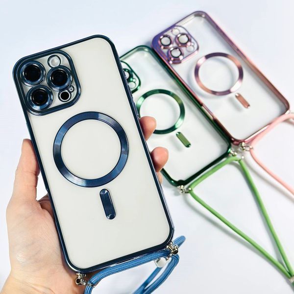 Чехол Crossbody Lanyard with Magsafe с шнурком для iPhone 11 Silver 214-02784 фото