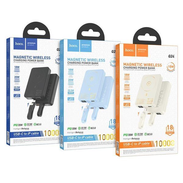 Power Bank Hoco Q24 Elegant 22.5W+PD20W with cable and magnetic 10000mAh Голубой 656-01463 фото