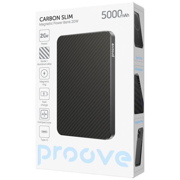Power Bank Proove Carbon Slim 20W 5000mAh Glowrise PBCS20010052 фото