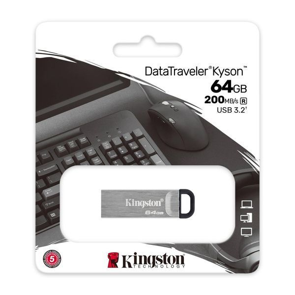 Флеш-накопичувач Kingston USB 3.2 DT Kyson 64GB Silver/Black DTKN/64GB фото