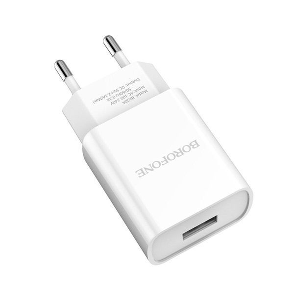 Мережевий зарядний пристрій BOROFONE BA20A Sharp single port charger 10.5W White 656-01319 фото