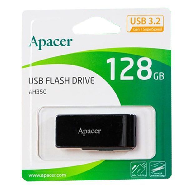 Флеш-накопичувач Apacer USB 3.2 Gen 1 AH350 128Gb Black AP128GAH350B-1 фото