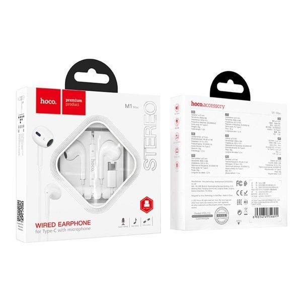 Навушники HOCO M1 Max crystal earphones for Type-C with mic White 656-03927 фото