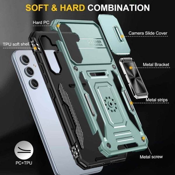Ударопрочный чехол Camshield Army Ring для Samsung Galaxy A34 5G Light Green 777-05094 фото