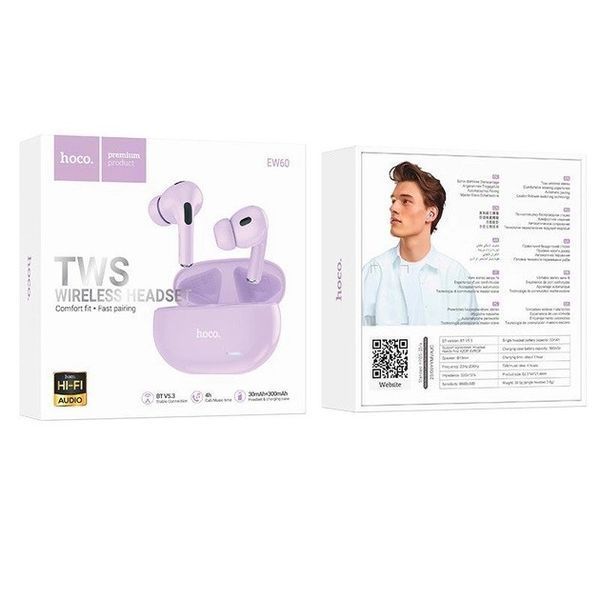 Беспроводные Bluetooth наушники Hoco EW60 Norman TWS Purple 202-00393 фото