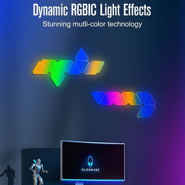 Настенный светильник Smart Triangular Quantum Light SAL-012B Bluetooth USB interface with app 10pcs white 656-03719 фото