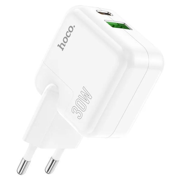 Мережевий зарядний пристрій HOCO C111A Lucky dual-port PD30W+QC3.0 charger White 6931474790866 фото