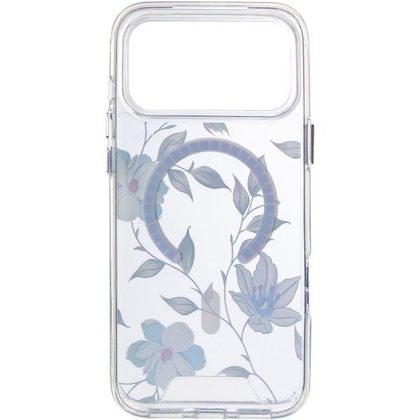 TPU+PC чохол Clear Garden with MagSafe для Apple iPhone 17 Pro (6.3") Blue Blossom 777-08200 фото
