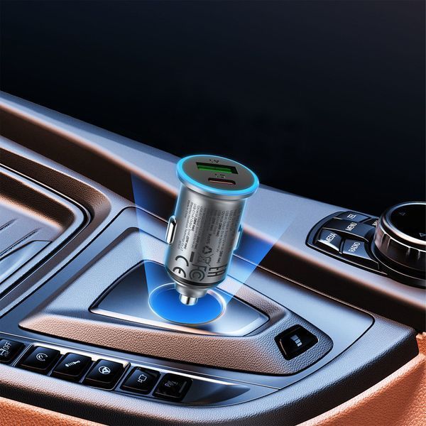 Автомобильное зарядное устройство ACEFAST B15 65W (USB-A+USB-C) dual port metal car charger 6974316284963 фото