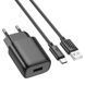 Сетевое зарядное устройство с кабелем HOCO C134A Solid single-port charger set (Type-C) (EU) Black 6942007621359 фото 1