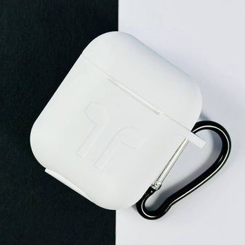 Силіконовий чохол з карабіном для навушників AirPods 2 White 203-00430 фото