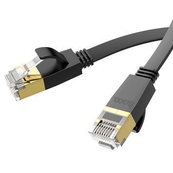 Мережевий кабель HOCO US07 General pure copper flat network cable(L=5M) Black 6931474780706 фото