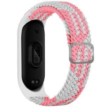 Ремінець для Xiaomi Mi Band 3/4/5/6/7 Elastic Adjustment White/Pink 212-02475 фото