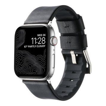 Ремешок для Apple Watch Leather+Silicone 38/40/41 mm Black Silver 212-02223 фото