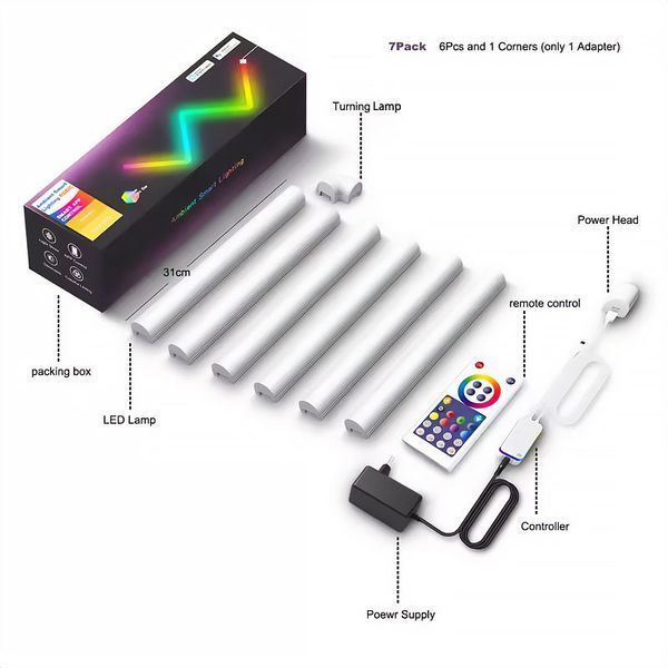 Настенный светильник Lines SAL-013B Bluetooth USB interface with app (6+1 pcs) white 656-03720 фото