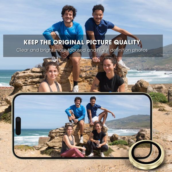 Захисне скло Metal Classic на камеру для Apple iPhone 16 Pro (6.3") / 16 Pro Max (6.9") Gold 204-00452 фото
