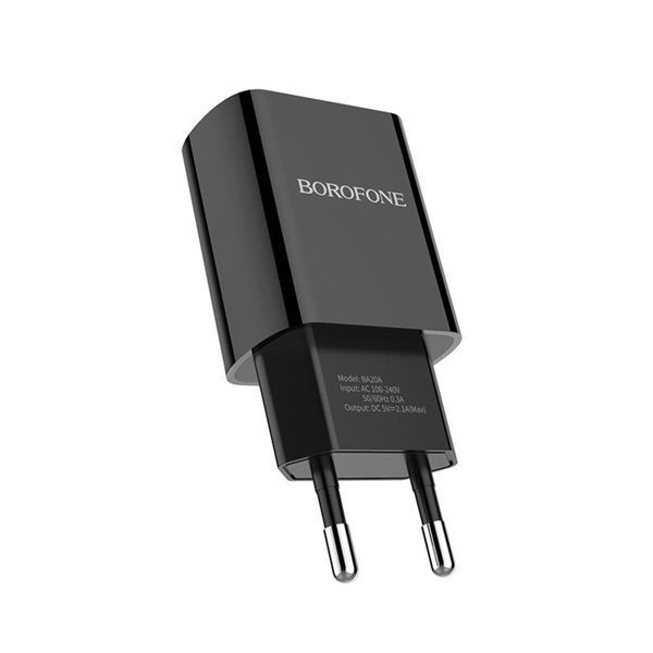 Мережевий зарядний пристрій BOROFONE BA20A Sharp single port charger set(Lightning) 10.5W Black 656-01320 фото