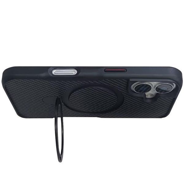TPU+PC чехол Metal Buttons with MagSafe Carbon Ring для Apple iPhone 16 (6.1") Black 777-08086 фото