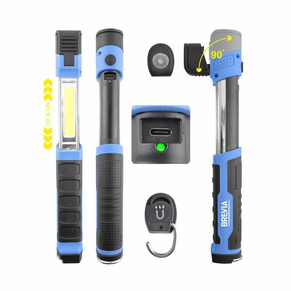 Лампа інспекційна Brevia LED телескопічна 3W COB+1W LED 300lm 2000mAh, type-C 11350 фото