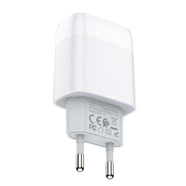 Мережевий зарядний пристрій HOCO C72A Glorious single port charger 10.5W White 6931474712899 фото