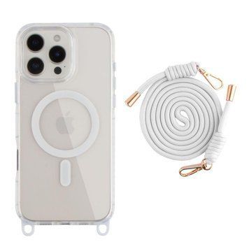 Чехол TPU+PC LanyardCase with MagSafe для iPhone 16 Pro Max White 214-03213 фото