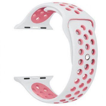 Силиконовый ремешок с перфорацией для Apple Watch 38/40/41 mm Бело-розовый 212-00145 фото