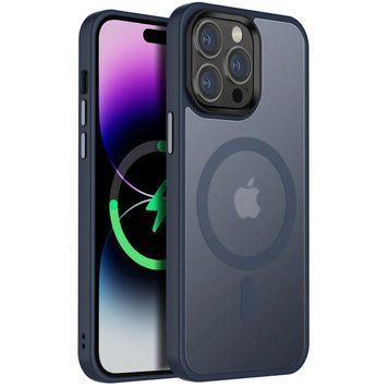 Чехол TPU+PC Metal Buttons with MagSafe Colorful для Apple iPhone 13 Pro Max (6.7") Navy Blue 555-03080 фото