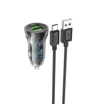 Автомобільний зарядний пристрій HOCO Z47 Transparent Discovery Edition dual port QC3.0 18W (Type-C) 656-00349 фото