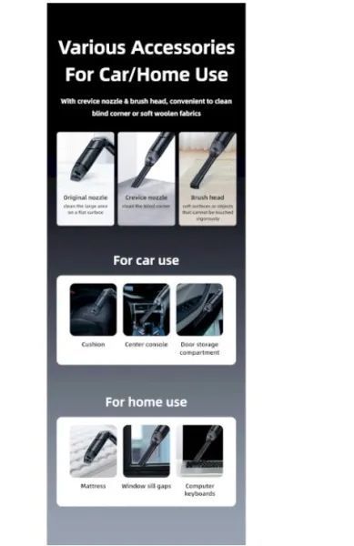 Автомобильный пылесос Usams US-ZB259 Portable Handheld Folding Vacuum Cleaner Black 220-00017 фото