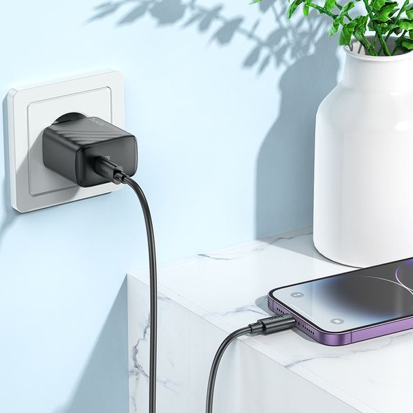Мережевий зарядний пристрій HOCO CS22A Value single port PD30W charger Black 6942007609913 фото