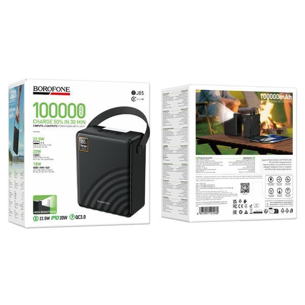 Power Bank Borofone BJ85 100000mAh Myriad 22.5W+PD20W Black 216-00180 фото