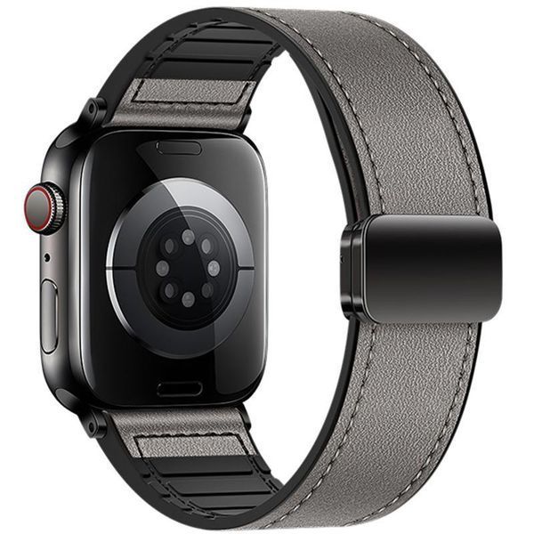 Ремінець Hoco WA34 Basic magnetic buckle silicone leather strap для Apple watch 44/45/46/49mm Dark Gray 212-01844 фото