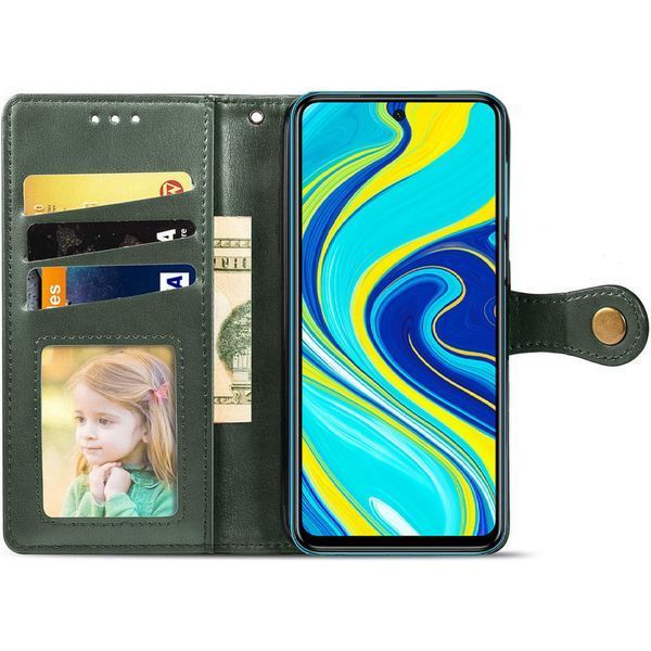 Шкіряний чохол-книжка GETMAN Gallant (PU) для Xiaomi Redmi Note 9s / Note 9 Pro / Note 9 Pro Max Green 777-06562 фото