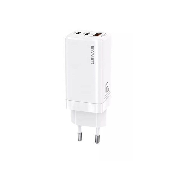 Сетевое зарядное устройство Usams US-CC110 T33 65W 3 Ports GaN Mini Fast Charger white 656-01386 фото