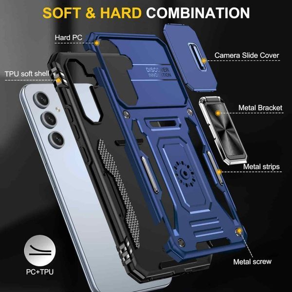 Ударостійкий чохол Camshield Army Ring для Samsung Galaxy A34 5G Navy Blue 777-05096 фото